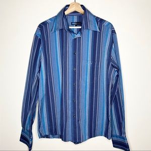 Vintage Bud Light Blue Stripe Button Up Shirt Sz L